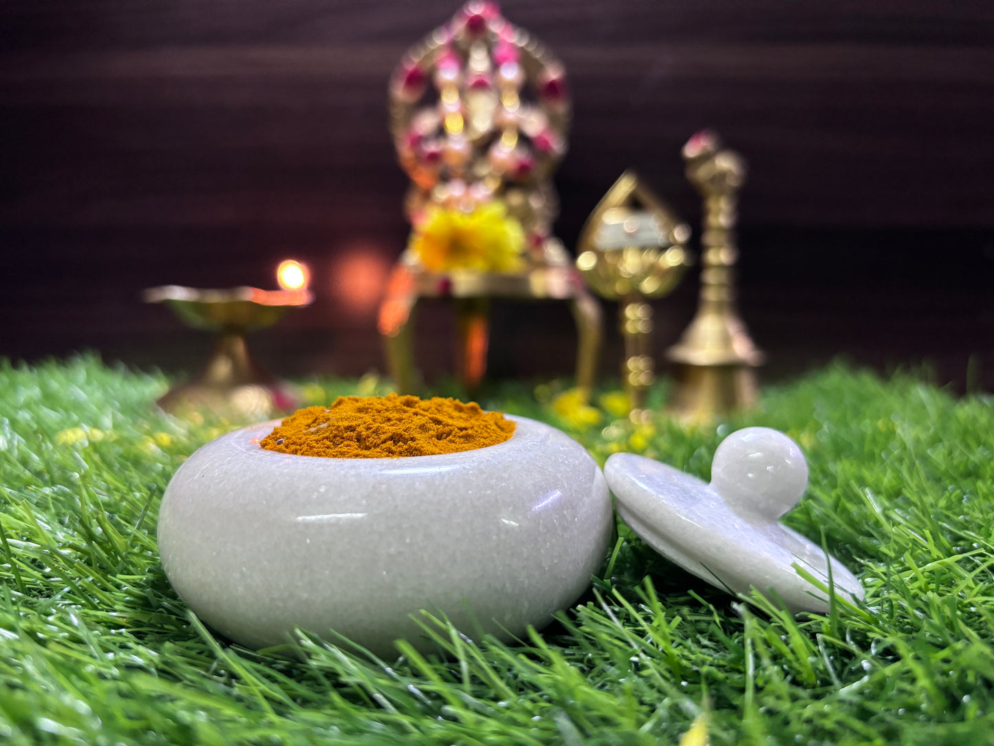 Large round pooja room container - Height - 5CM X 8 CM – Diameter – P000279
