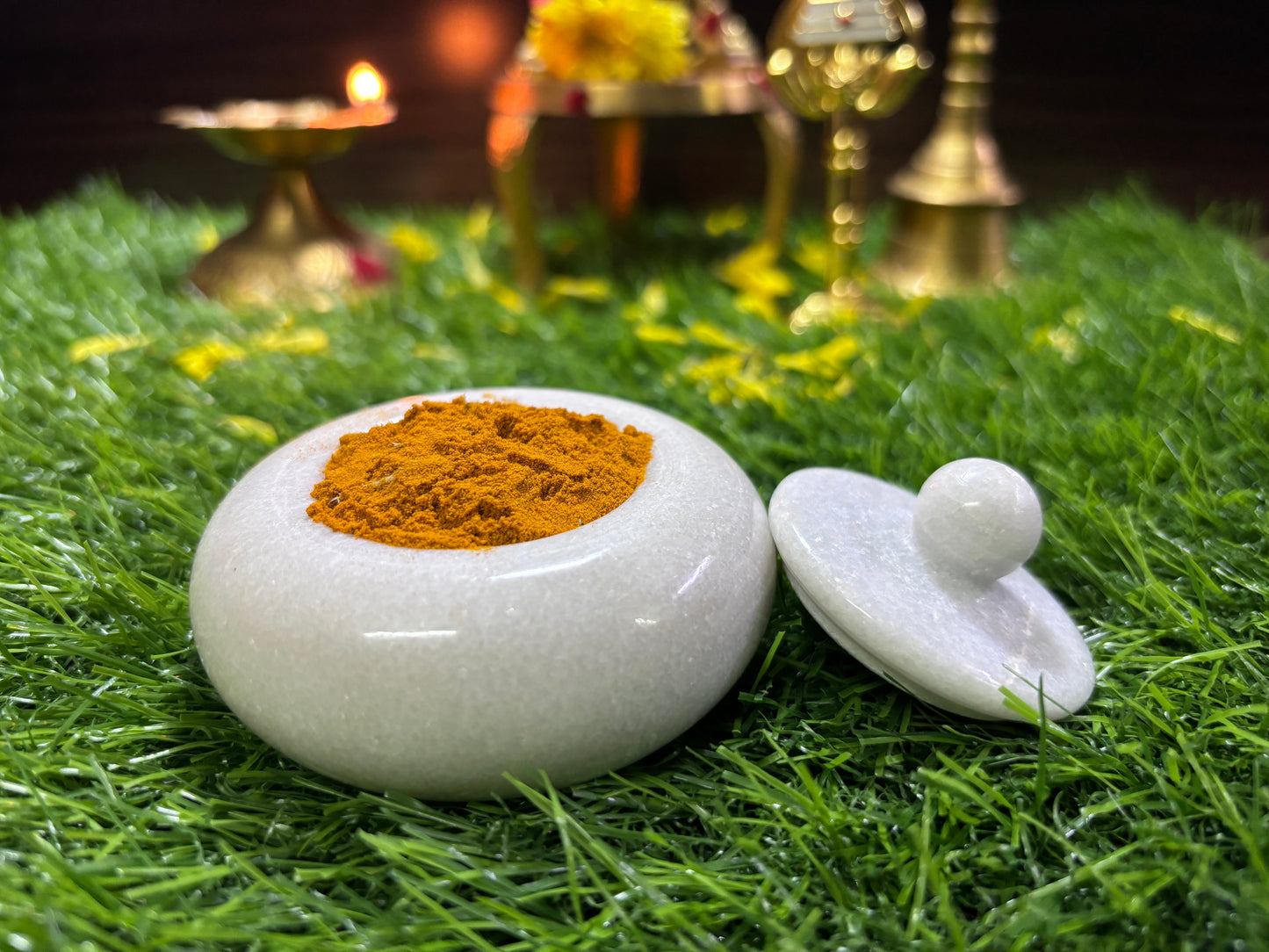 Large round pooja room container - Height - 5CM X 8 CM – Diameter – P000279