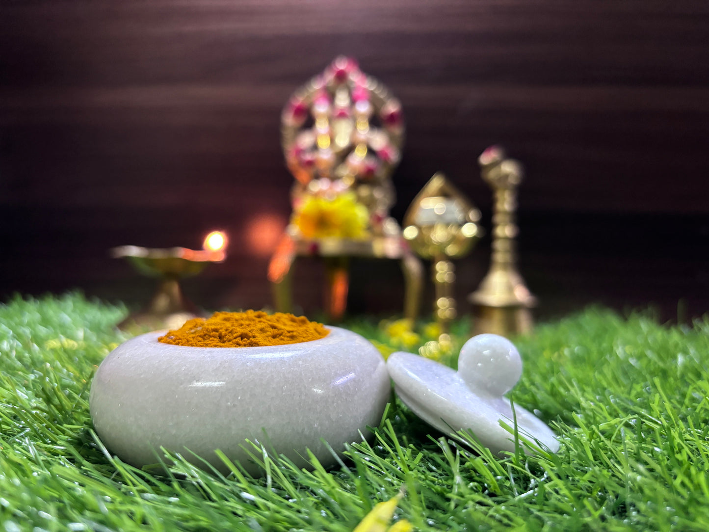 Large round pooja room container - Height - 5CM X 8 CM – Diameter – P000279
