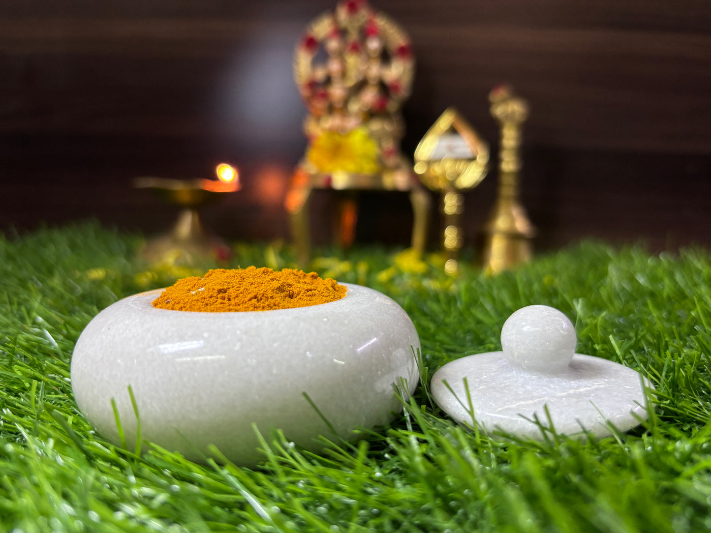 Large round pooja room container - Height - 5CM X 8 CM – Diameter – P000279