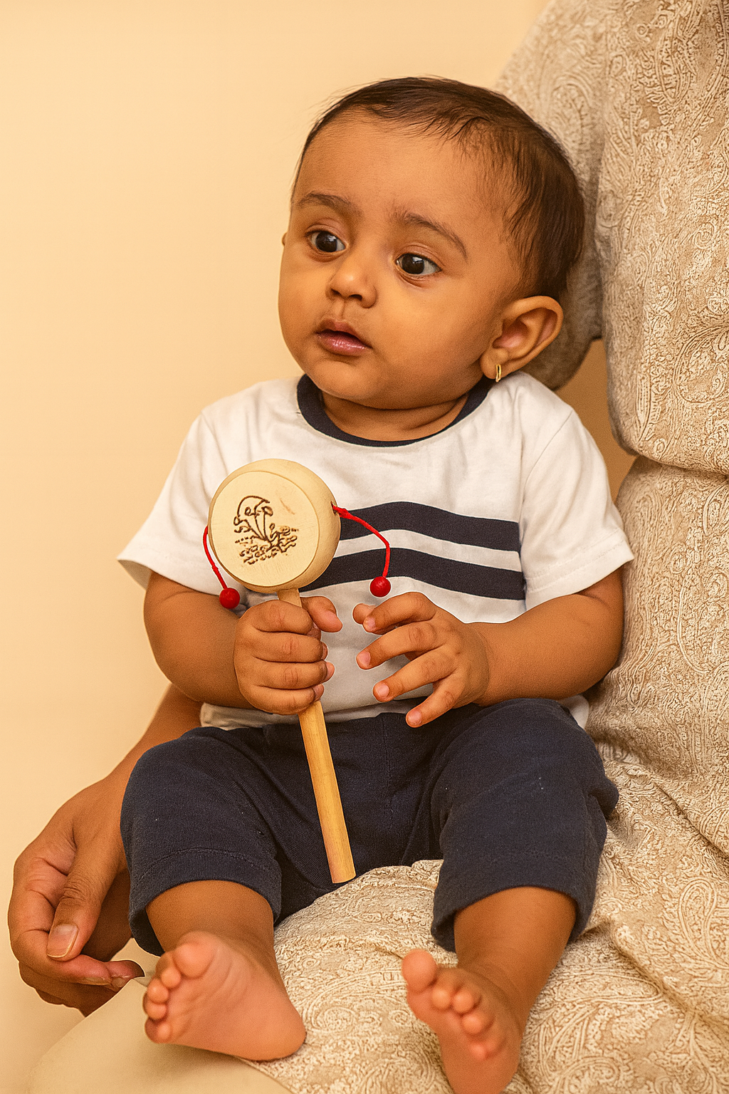 Kondapalli Wooden Toys –Locally crafted –Perfect gift for toddlers – Rattler - Naturally colored – P000315