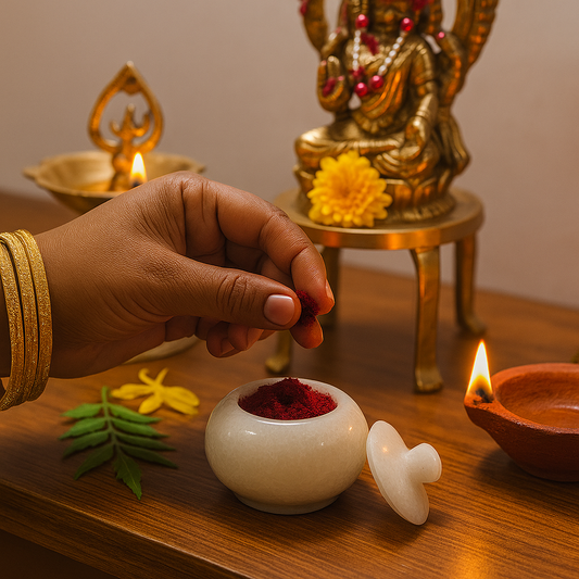 Small round Pooja room container X 5 -  Height - 5 CM - Diameter - 5.5 CM-P000278