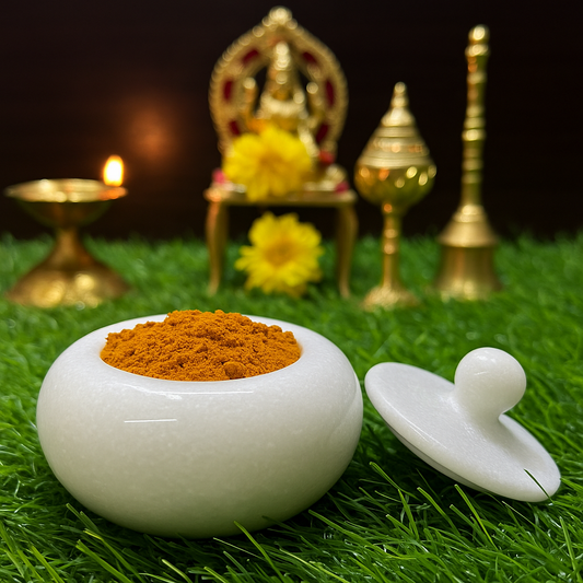 Large round pooja room container - Height  - 5CM X 8 CM – Diameter – P000279