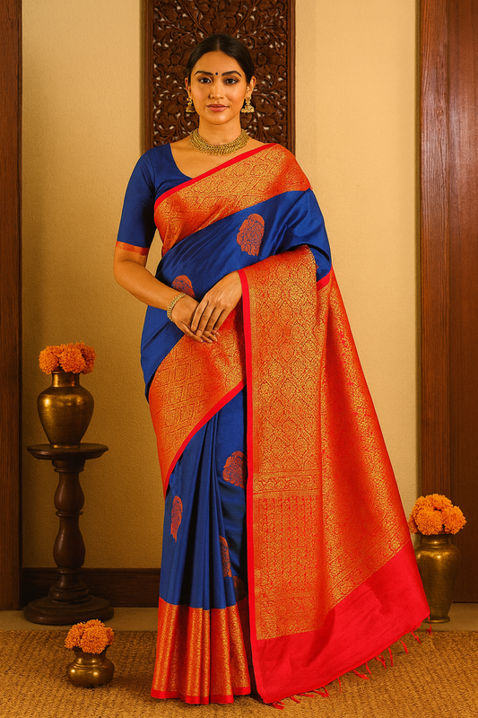 Salem Silk Sarees – Cerulean Blue –  Soft Saree – Fancy border - Soft Silk –  P000276