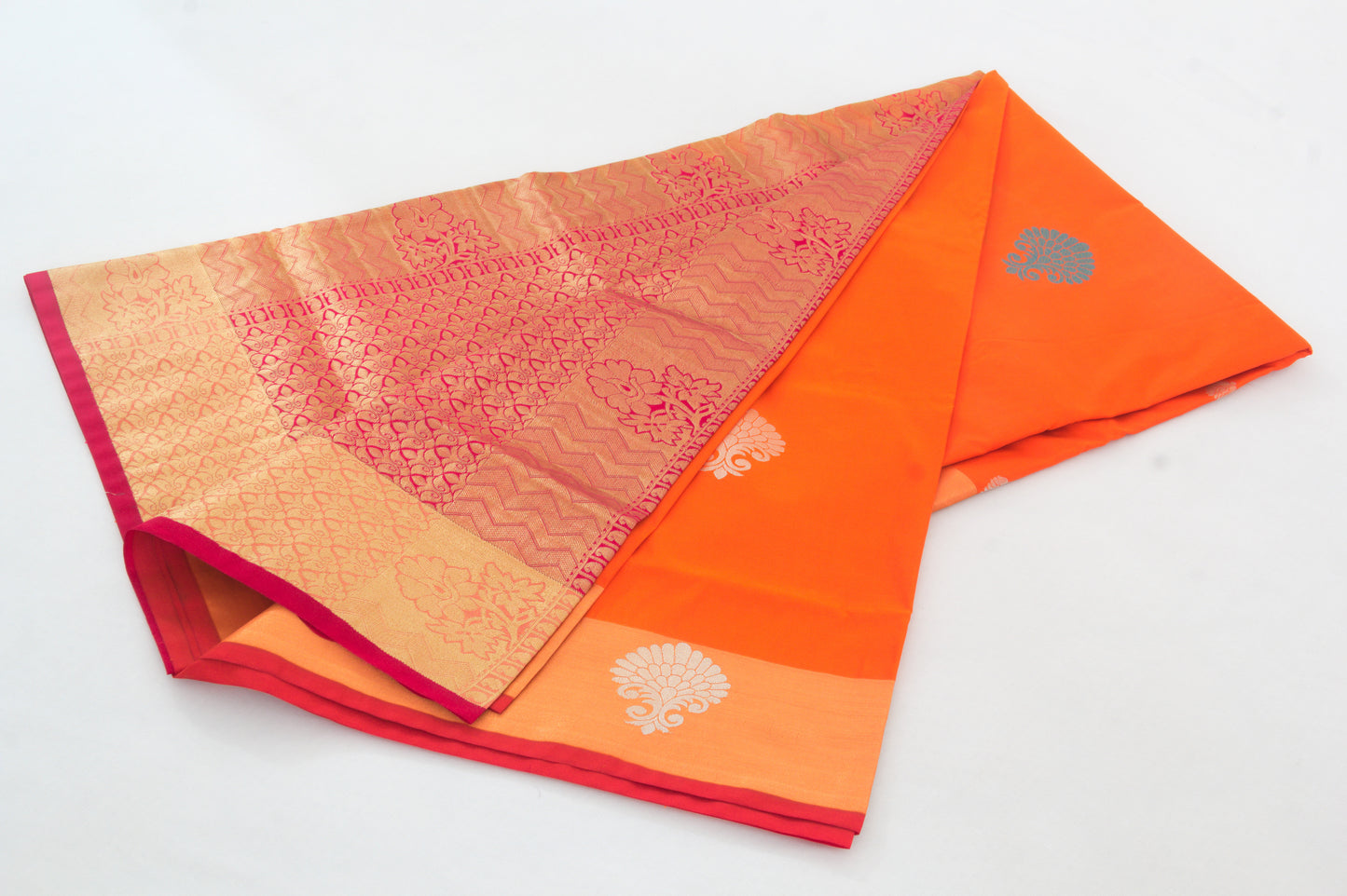 Salem Silk Sarees – Pumpkin Orange – Soft Saree – Fancy border - Soft Silk – P000275