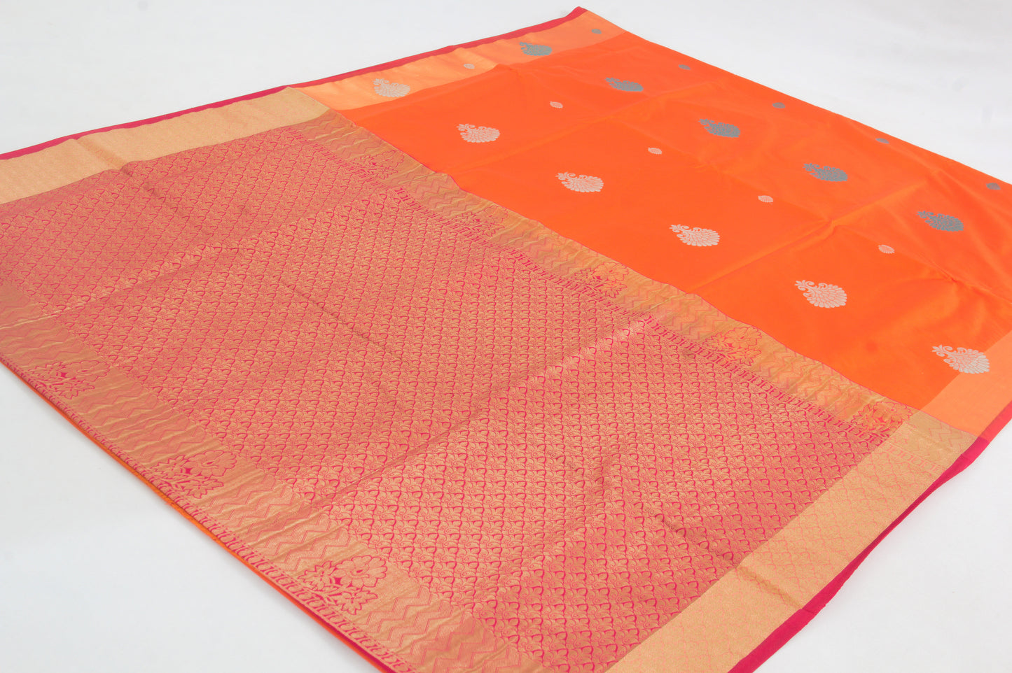 Salem Silk Sarees – Pumpkin Orange – Soft Saree – Fancy border - Soft Silk – P000275