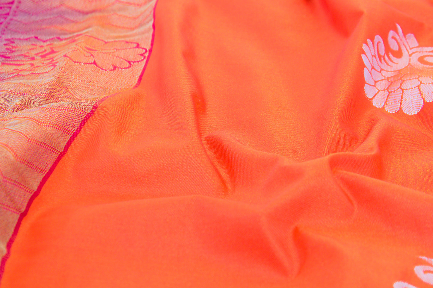 Salem Silk Sarees – Pumpkin Orange – Soft Saree – Fancy border - Soft Silk – P000275