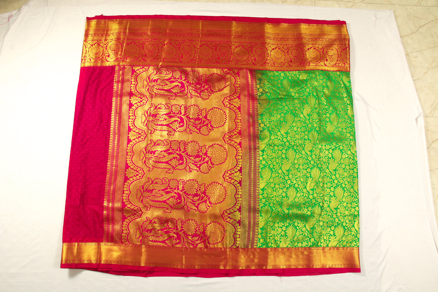 Dharmavaram Pattu Silk Saree – Art Silk -Big border – Kadiyal Kuttu – Zari brocade saree - P00111