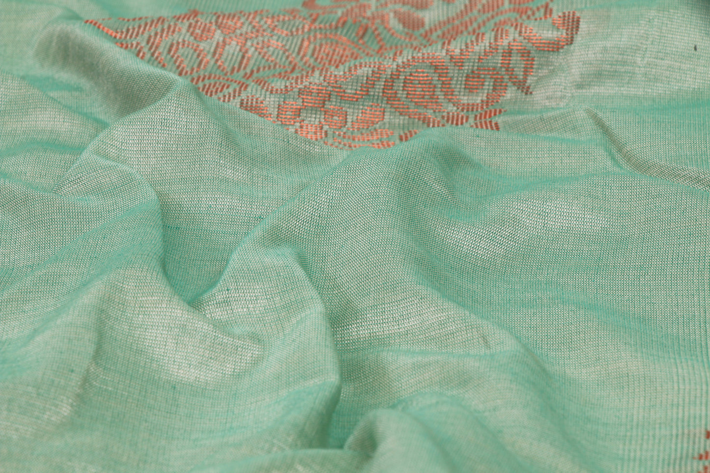 Kanchipuram Pattu Silk Saree – Semi Soft Silk – Bhutta design- Summer Green - thread work in body and pallu - P00178