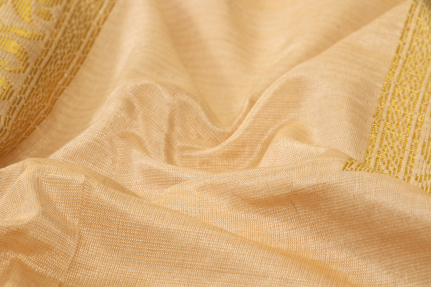 Kanchipuram Pattu Silk Saree – Semi Soft Silk – Bhutta design- Burly wood - Taupe Pallu - Thread work in body and pallu - P00180