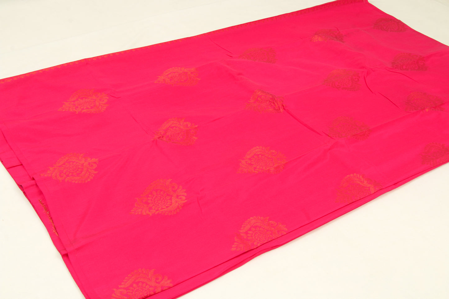 Kanchipuram Semi silk fancy Saree –Bhutta design- Red Pink - Zari/thread work in body and pallu - P00186