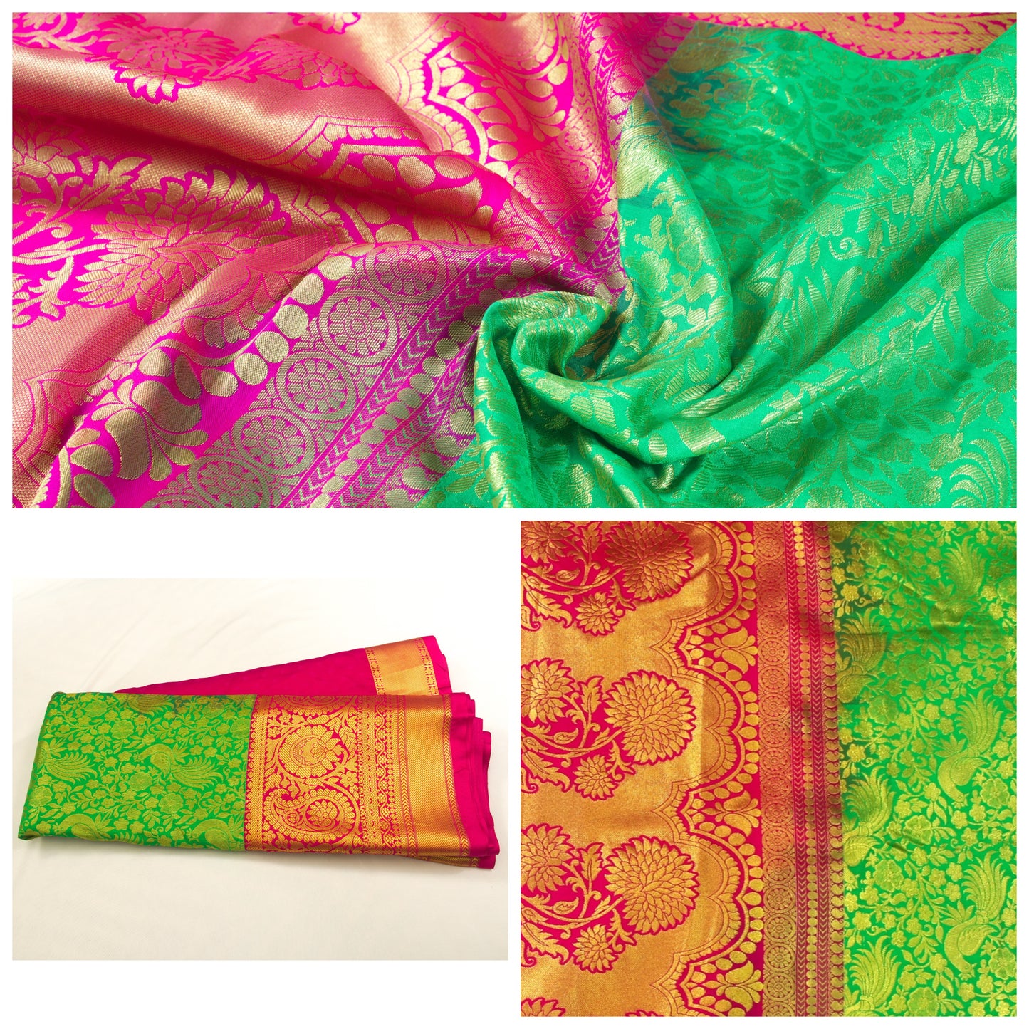 Dharmavaram Pattu Silk Saree – Art Silk -Big border – Kadiyal Kuttu – Zari brocade saree - P00111