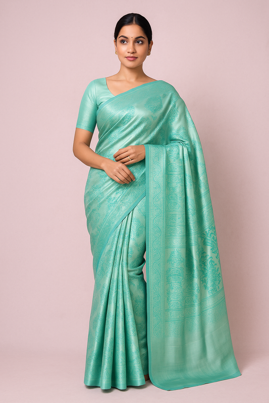 Salem Venpattu Semi Silk Sarees – Topaz –  Soft Saree (6.5 Mts) – Fancy border - Soft Silk