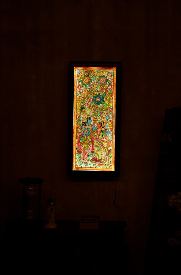 Nimmalkunta Tholu Bommalu – Exclusive Lighted Wall Paintings – Radha Krishna – With Frame and lights - For Home Décor - P000103