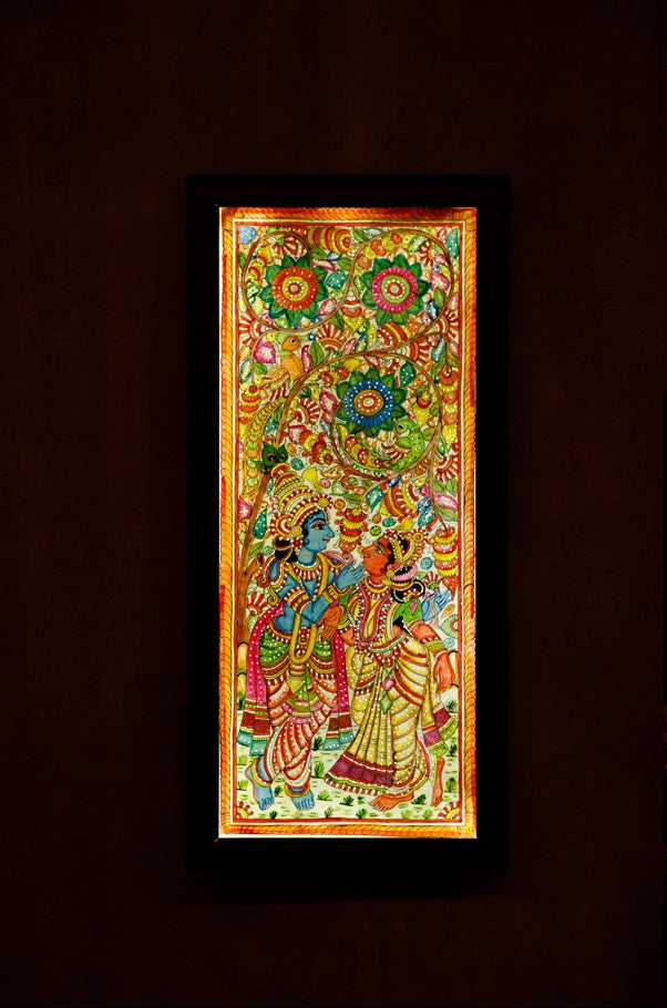 Nimmalkunta Tholu Bommalu – Exclusive Lighted Wall Paintings – Radha Krishna – With Frame and lights - For Home Décor - P000103