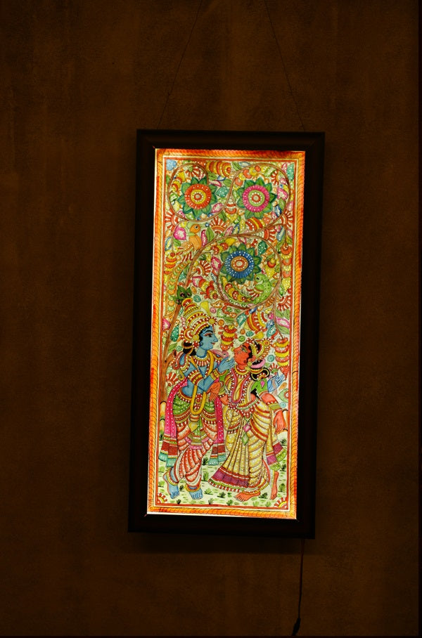 Nimmalkunta Tholu Bommalu – Exclusive Lighted Wall Paintings – Radha Krishna – With Frame and lights - For Home Décor - P000103