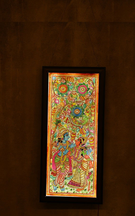 Nimmalkunta Tholu Bommalu – Exclusive Lighted Wall Paintings – Radha Krishna – With Frame and lights - For Home Décor - P000103