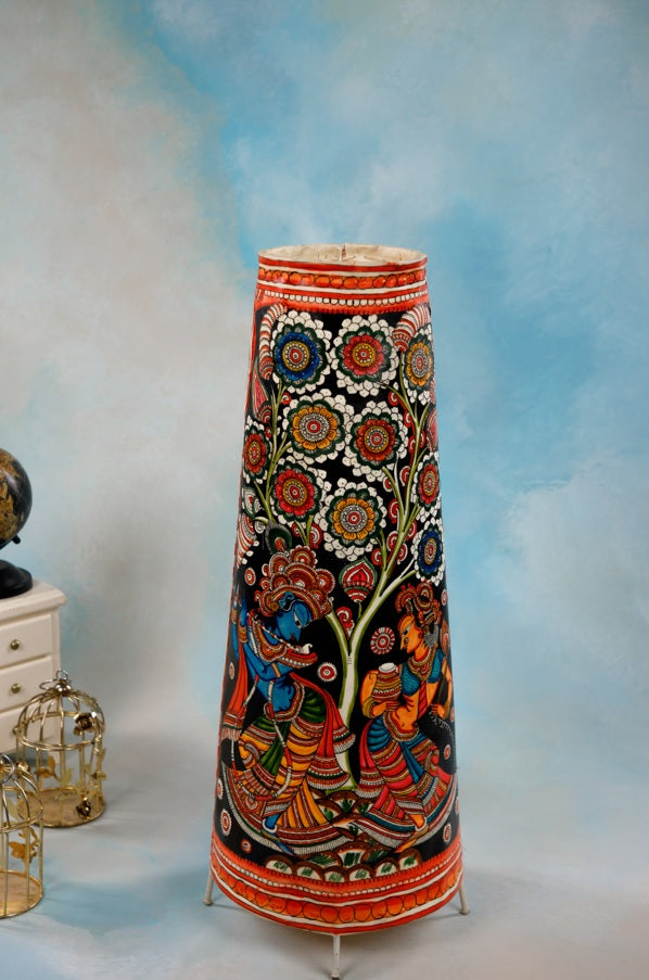 Nimmalkunta Tholu Bommalu –Locally crafted Lamp Shades- Height 25 inches round –Radha-krishna Artwork– For Home Décor/Pooja Room - P000118