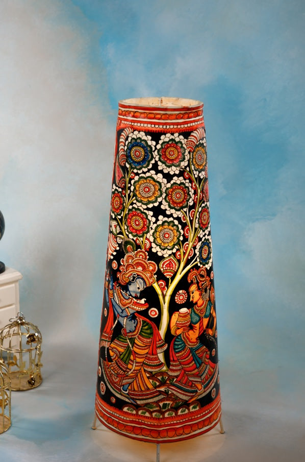 Nimmalkunta Tholu Bommalu –Locally crafted Lamp Shades- Height 25 inches round –Radha-krishna Artwork– For Home Décor/Pooja Room - P000118