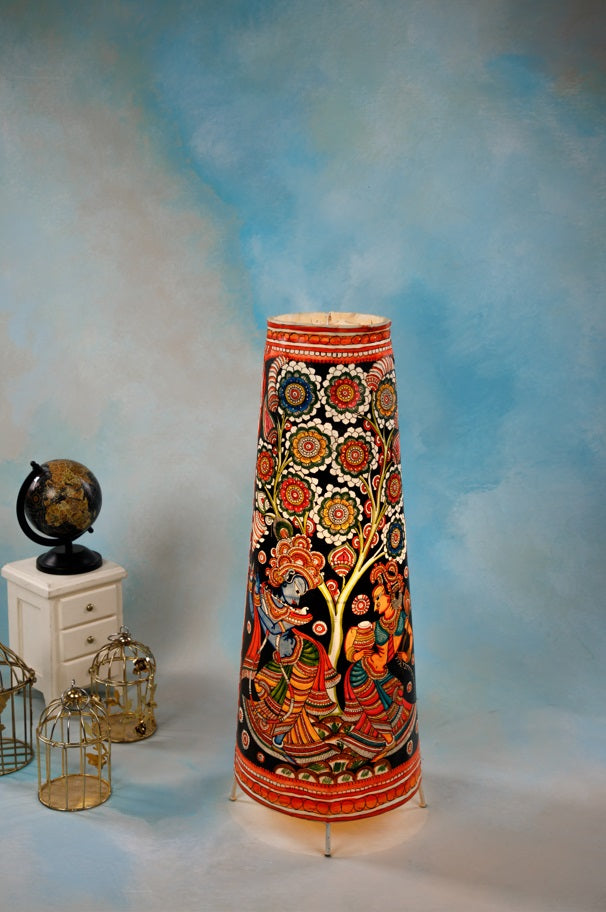Nimmalkunta Tholu Bommalu –Locally crafted Lamp Shades- Height 25 inches round –Radha-krishna Artwork– For Home Décor/Pooja Room - P000118