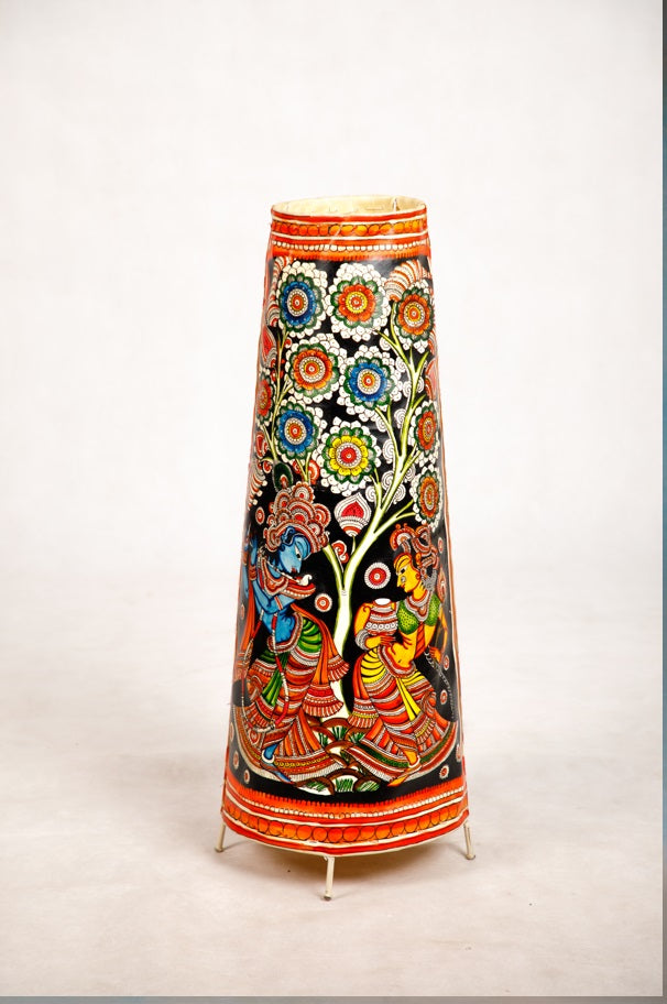Nimmalkunta Tholu Bommalu –Locally crafted Lamp Shades- Height 25 inches round –Radha-krishna Artwork– For Home Décor/Pooja Room - P000118
