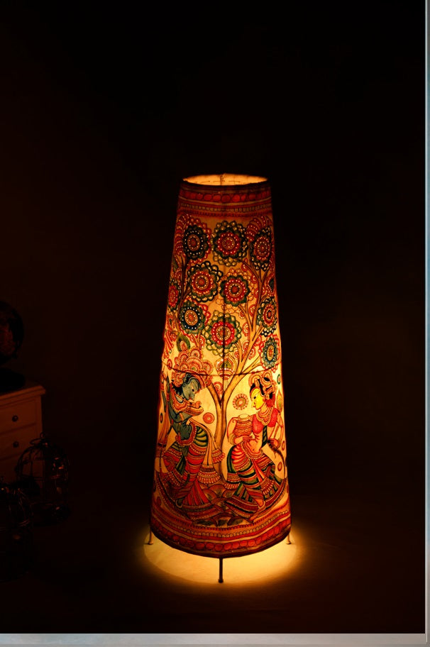 Nimmalkunta Tholu Bommalu –Locally crafted Lamp Shades- Height 25 inches round –Radha-krishna Artwork– For Home Décor/Pooja Room - P000119