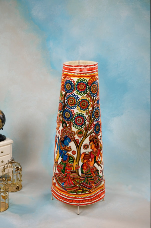 Nimmalkunta Tholu Bommalu –Locally crafted Lamp Shades- Height 25 inches round –Radha-krishna Artwork– For Home Décor/Pooja Room - P000119