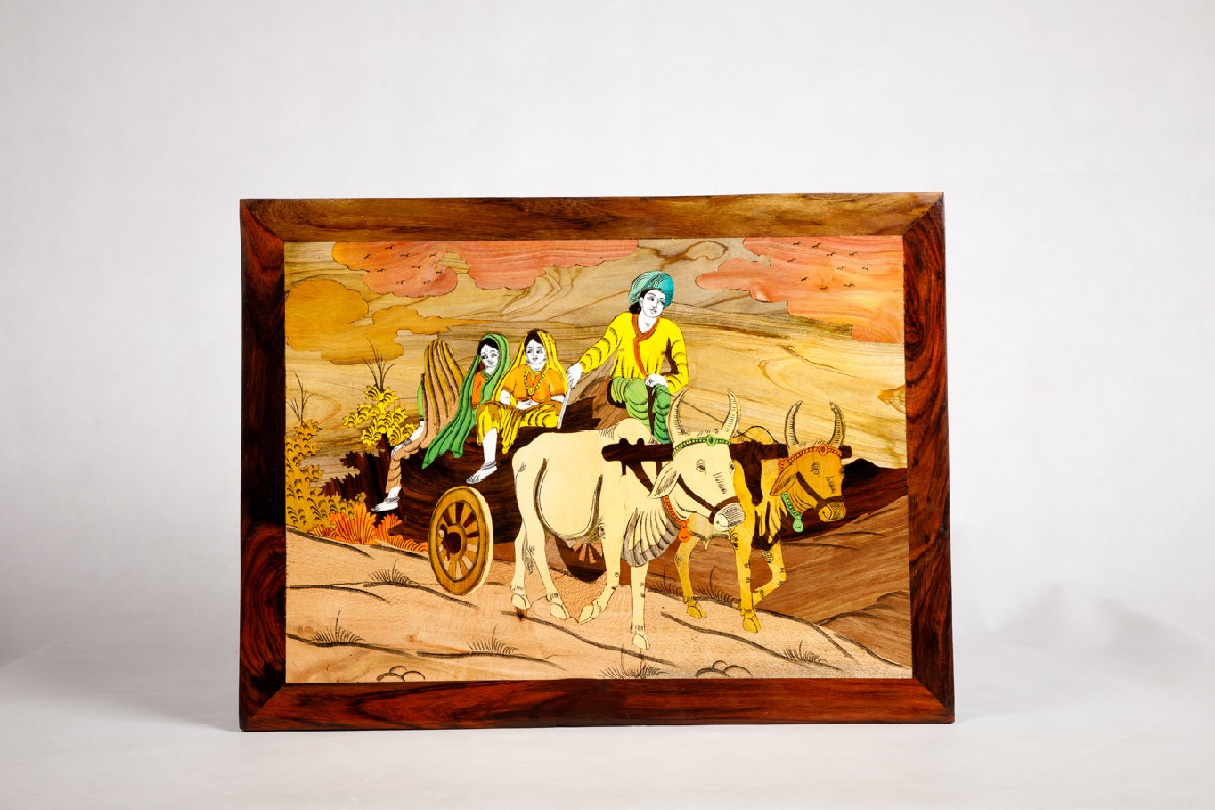 Mysore rosewood inlay painting – Beautiful scenery    - Locally crafted – Rosewood  - Beautiful wooden frame-  Perfect for home décor - 18 X 24 inches -  P000164