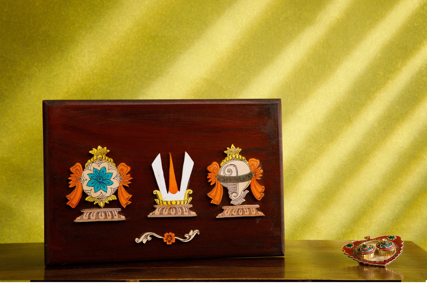 Mysore Rosewood 3D Panel – Sangu Chakra - Locally crafted –Perfect for Home Decor – 12 X 16 inches - P000172