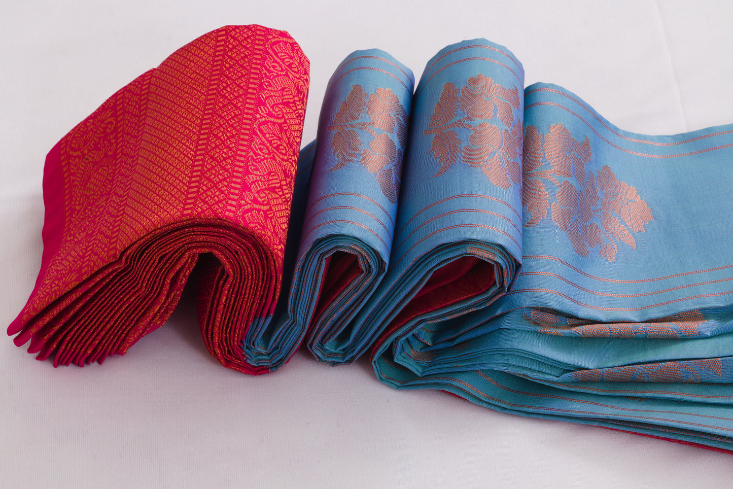 Salem Semi Silk Sarees – Jacquard Korvai sarees –Cyan Blue - Soft Silk – P000272