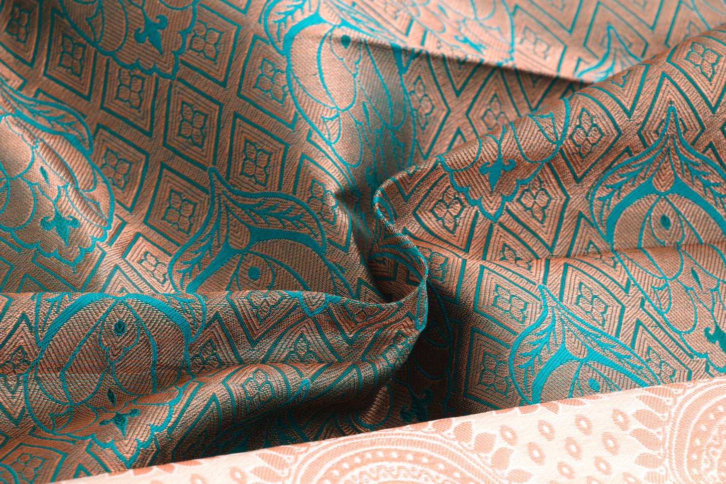 Salem Semi Silk Sarees – Jacquard Korvai sarees –Tussar / Cyan - Soft Silk – P000273