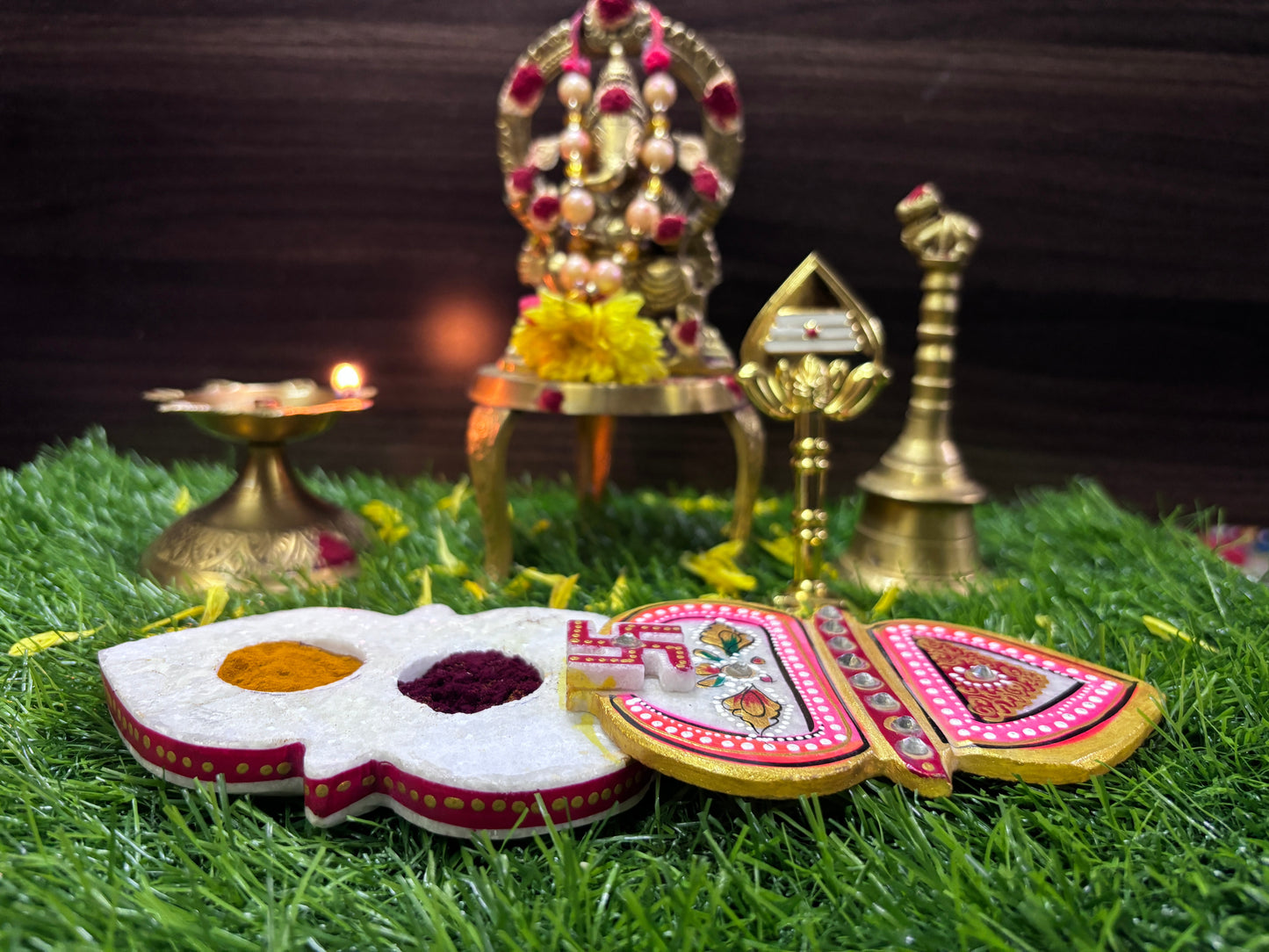 Allagadda - Slider Kum Kum holder - For Pooja Room - 12 CM X 8 CM X 2 CM - P000282