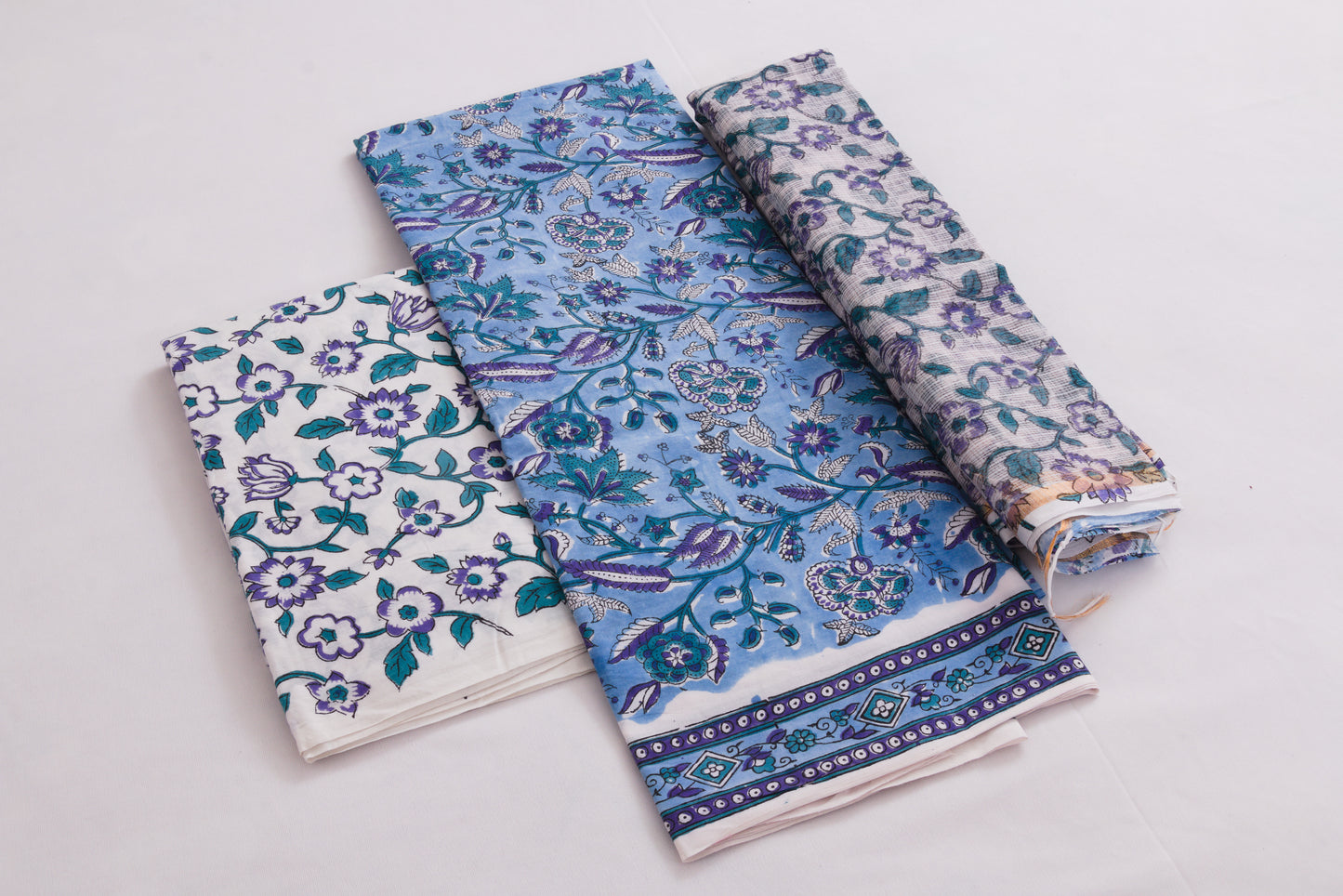 Jaipur Block printed Salwar set – 3 piece Kota Doriya Dupatta suit – 100% Cotton– Dark Pastel Blue - Perfect for all occasions – P000289