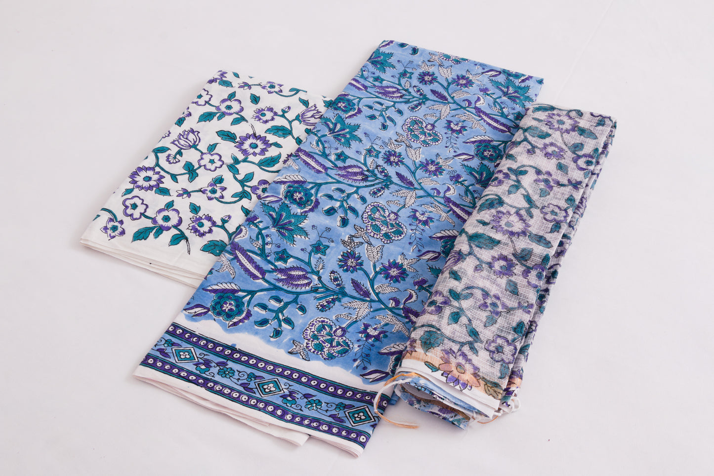 Jaipur Block printed Salwar set – 3 piece Kota Doriya Dupatta suit – 100% Cotton– Dark Pastel Blue - Perfect for all occasions – P000289
