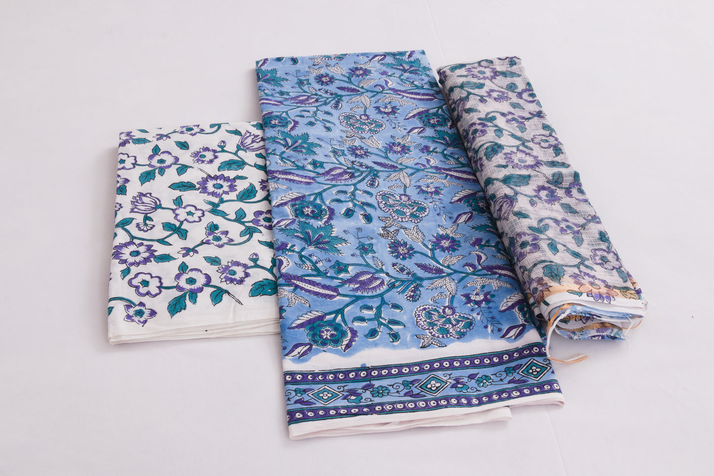 Jaipur Block printed Salwar set – 3 piece Kota Doriya Dupatta suit – 100% Cotton– Dark Pastel Blue - Perfect for all occasions – P000289