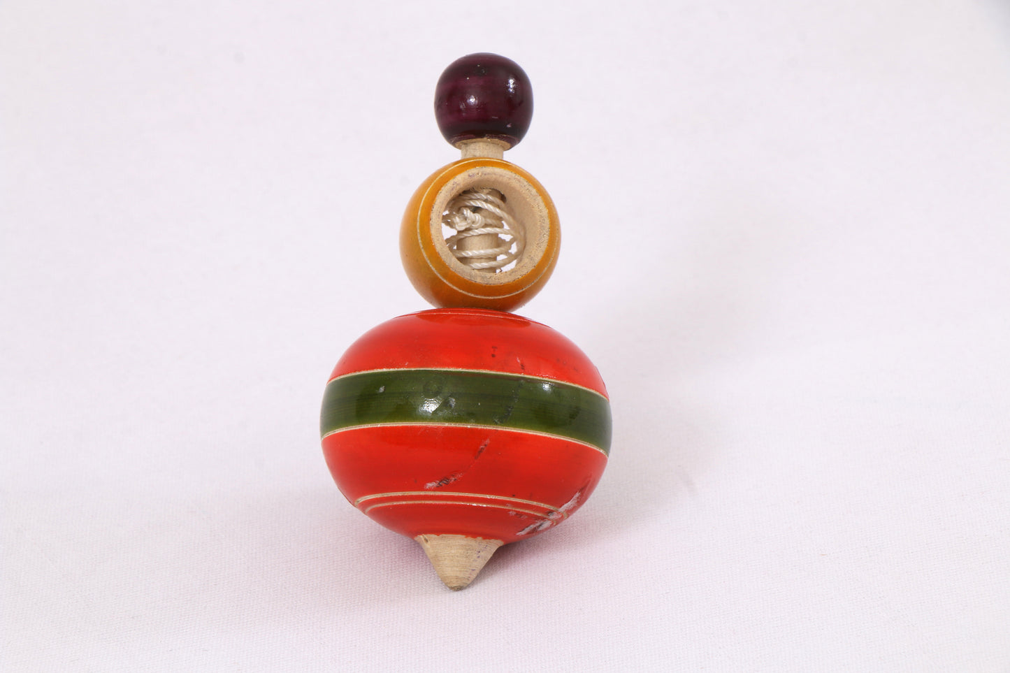 Kondapalli Wooden Toys –Locally crafted –Perfect gift for toddlers – Wooden Spinning top (Lattu) - Naturally colored – P000320