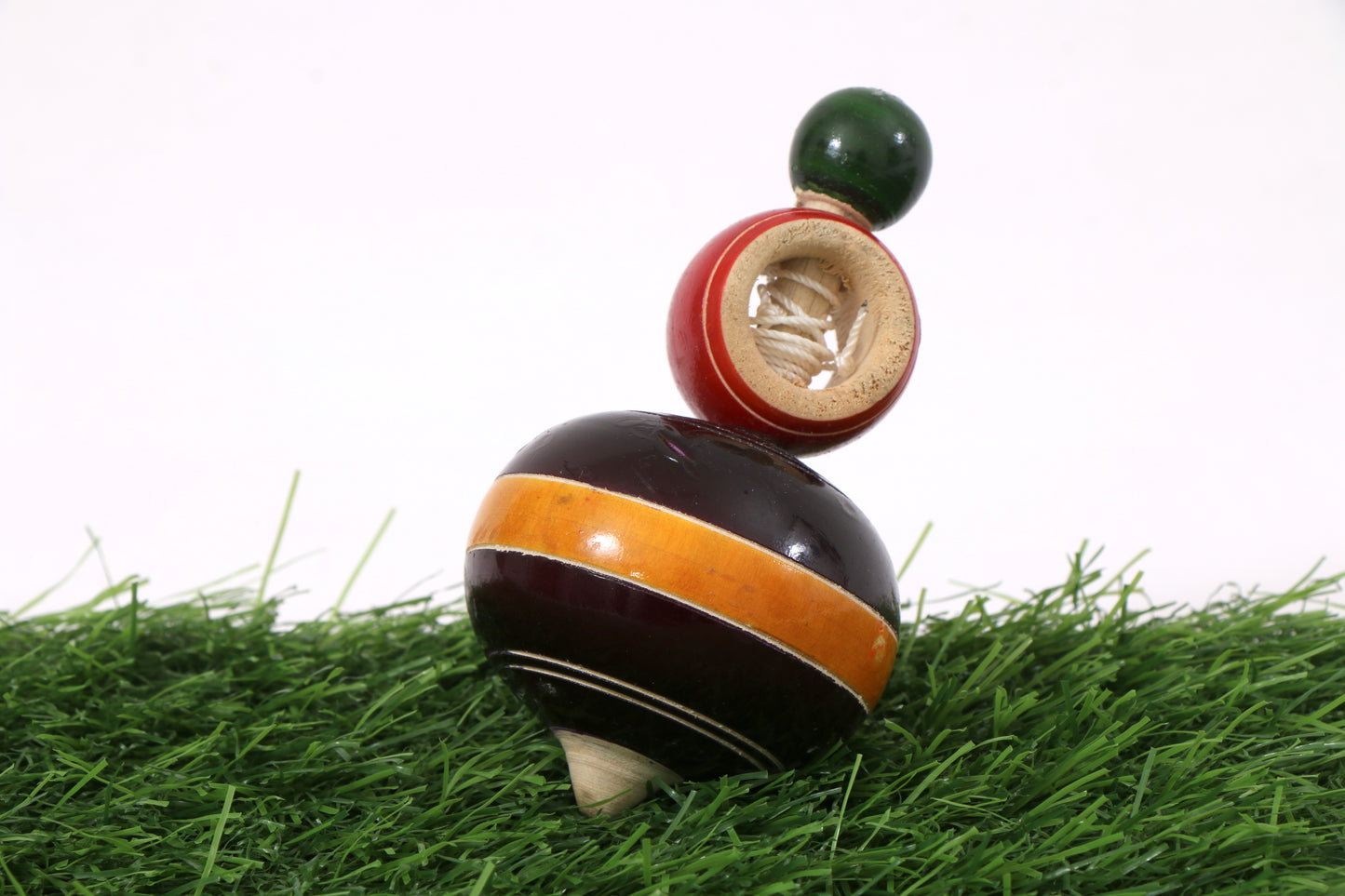 Kondapalli Wooden Toys –Locally crafted –Perfect gift for children – Wooden Spinning top (Lattu) - Naturally colored – P000322