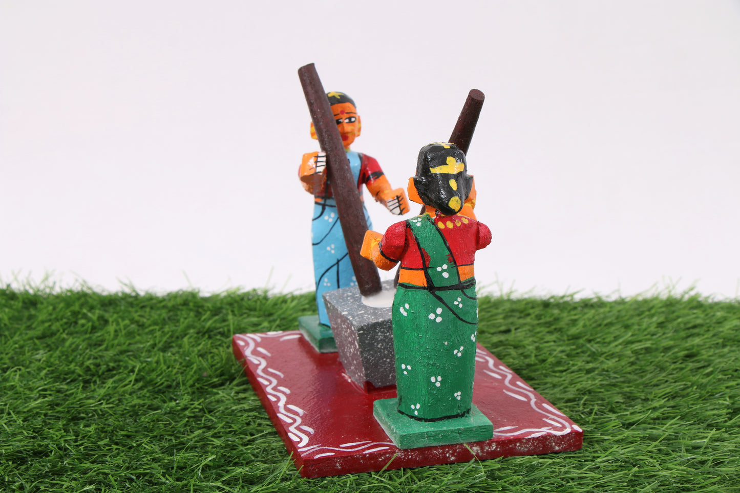 Kondapalli Wooden Craft –Locally crafted –Home décor/ Gifts– Women at Work – Paddy pounding Toy - Hand Crafted -  Naturally colored