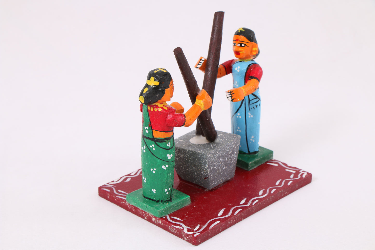 Kondapalli Wooden Craft –Locally crafted –Home décor/ Gifts– Women at Work – Paddy pounding Toy - Hand Crafted -  Naturally colored