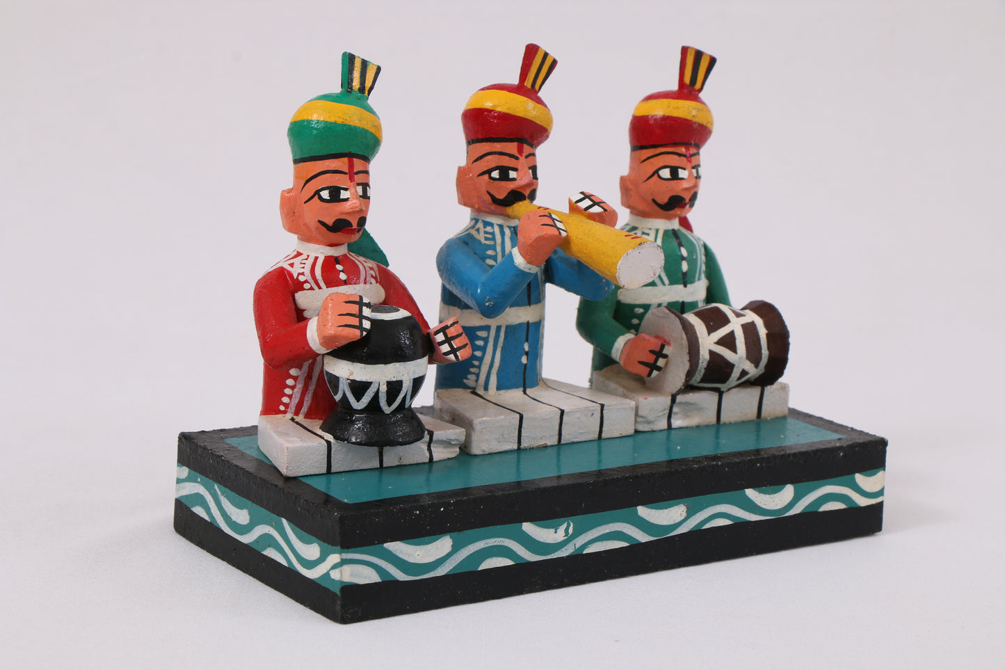 Kondapalli Wooden Craft –Locally crafted –Home décor/ Gifts– Royal Wedding band – Musical troupe figurine - Hand Crafted -  Naturally colored