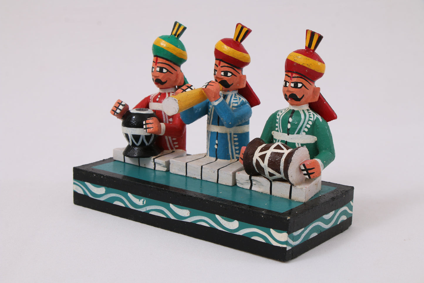 Kondapalli Wooden Craft –Locally crafted –Home décor/ Gifts– Royal Wedding band – Musical troupe figurine - Hand Crafted -  Naturally colored