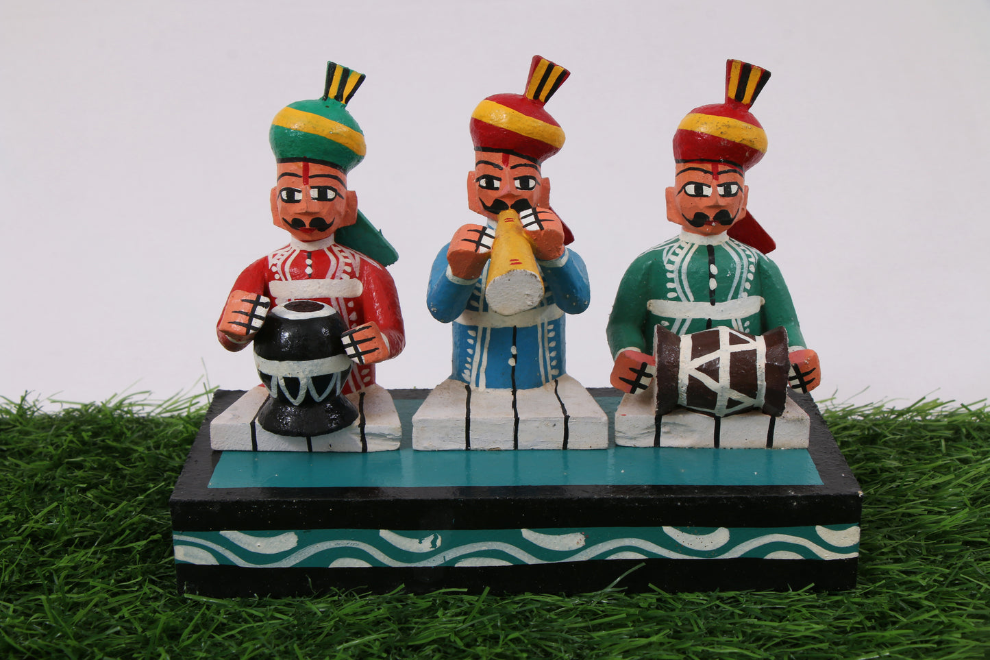 Kondapalli Wooden Craft –Locally crafted –Home décor/ Gifts– Royal Wedding band – Musical troupe figurine - Hand Crafted -  Naturally colored