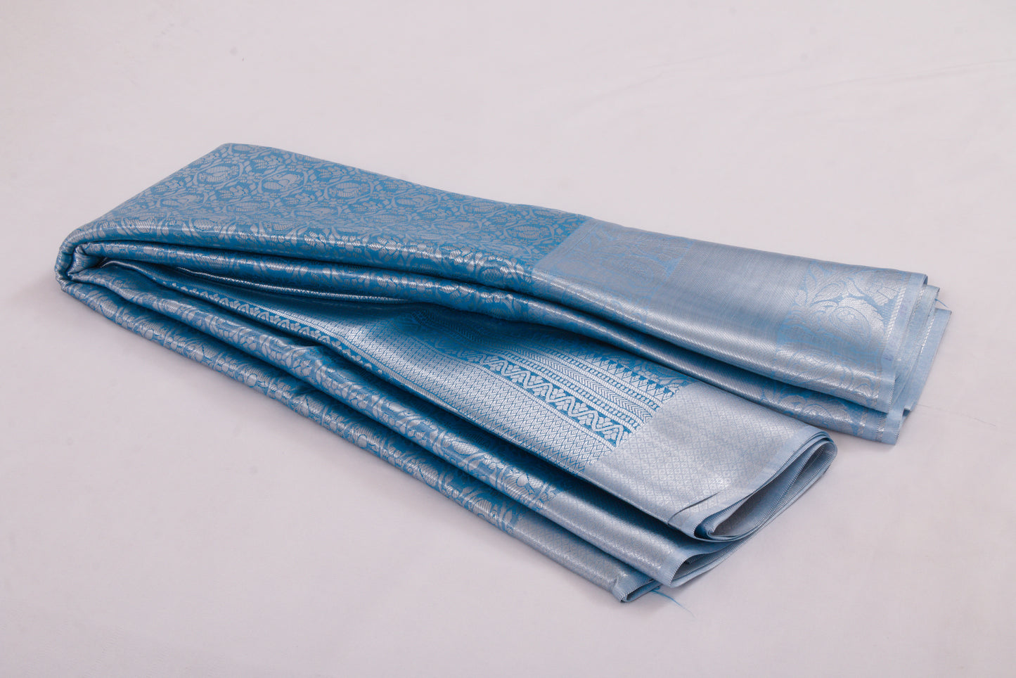 Salem Venpattu Semi Silk Sarees – Moonstone Blue – Soft Saree (6.5 Mts) – Fancy border - Soft Silk