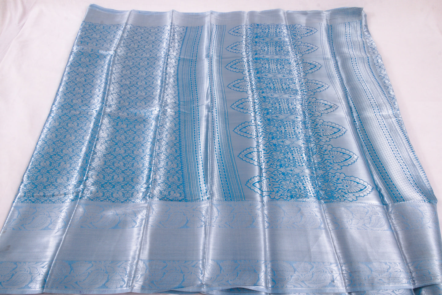Salem Venpattu Semi Silk Sarees – Moonstone Blue – Soft Saree (6.5 Mts) – Fancy border - Soft Silk