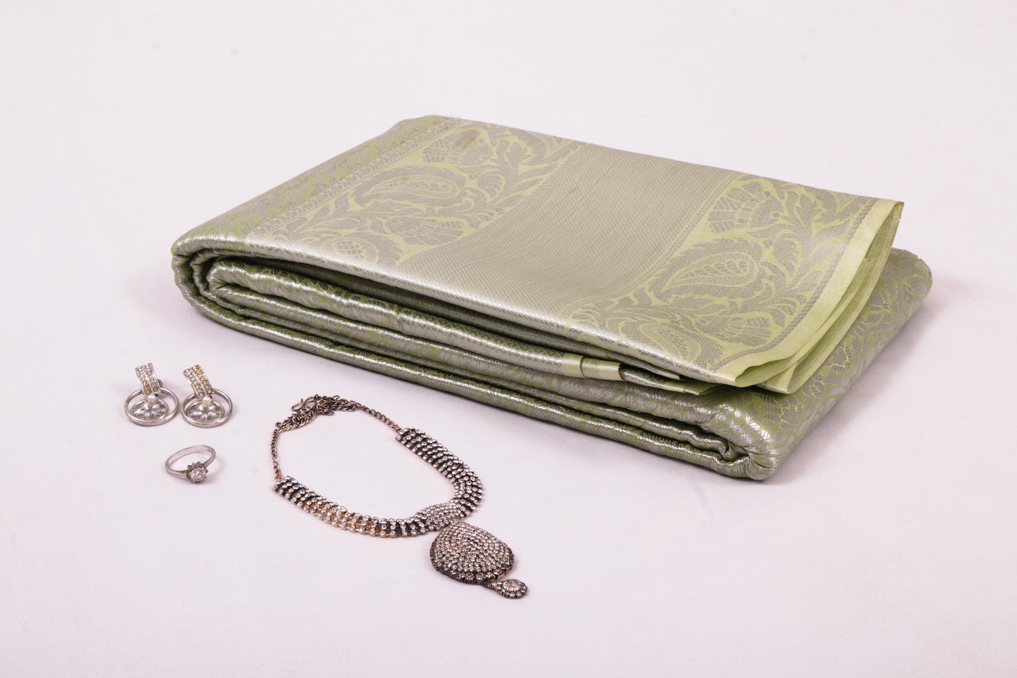 Salem Venpattu Semi Silk Sarees – Sage – Soft Saree (6.5 Mts) – Fancy border - Soft Silk – P000347348