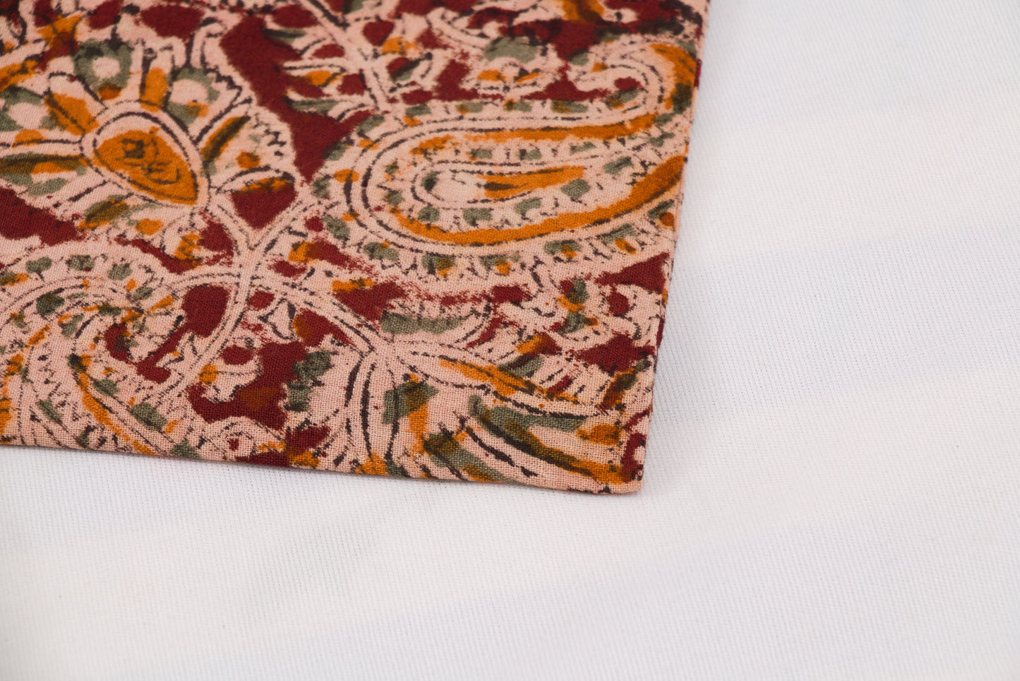 Artisan made Jaipur Kalamkari salwar suit in brown and green tones