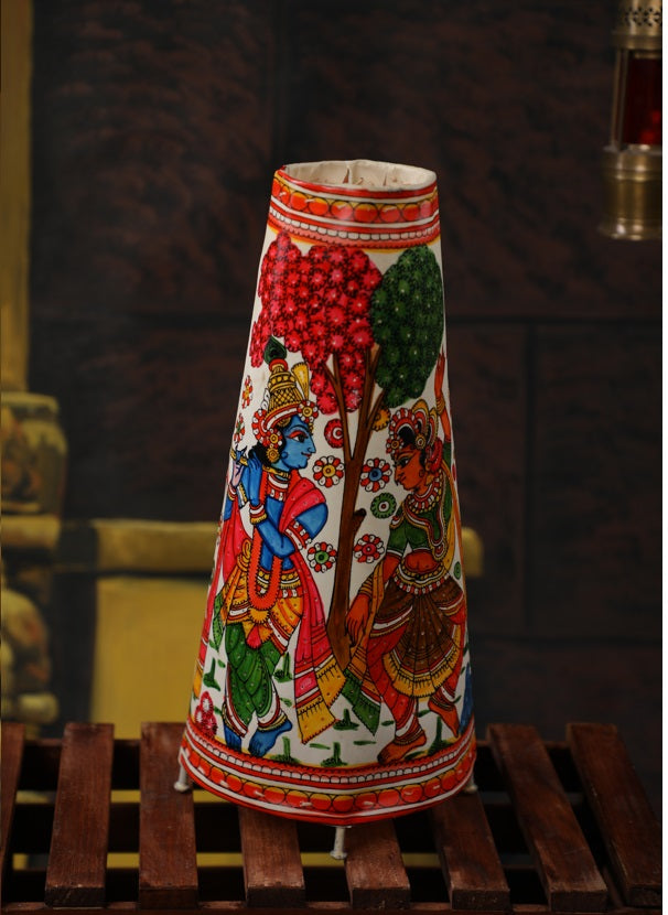Nimmalkunta Tholu Bommalu –Locally crafted Lamp Shades –Radha Krishna - Height - 16 inches- – Naturally colored - For Home Décor / Pooja rooms - P00082