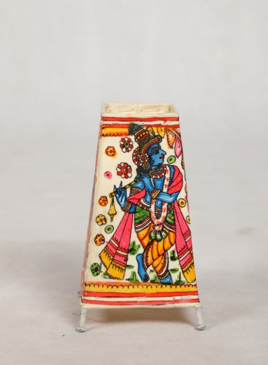 Nimmalkunta Tholu Bommalu –Locally crafted Lamp Shades- Height 8 inches square –Radha Krishna artwork–  For Home Décor / Pooja rooms -  P00086