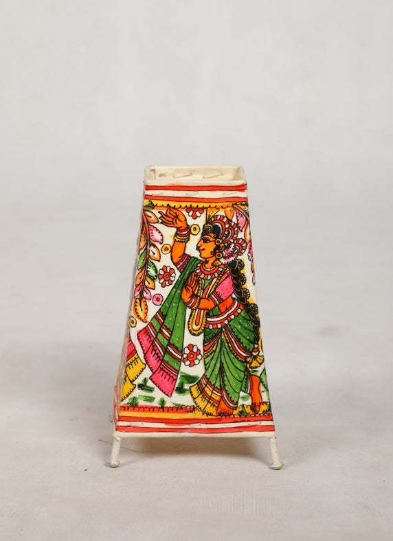 Nimmalkunta Tholu Bommalu –Locally crafted Lamp Shades- Height 8 inches square –Radha Krishna artwork–  For Home Décor / Pooja rooms -  P00086
