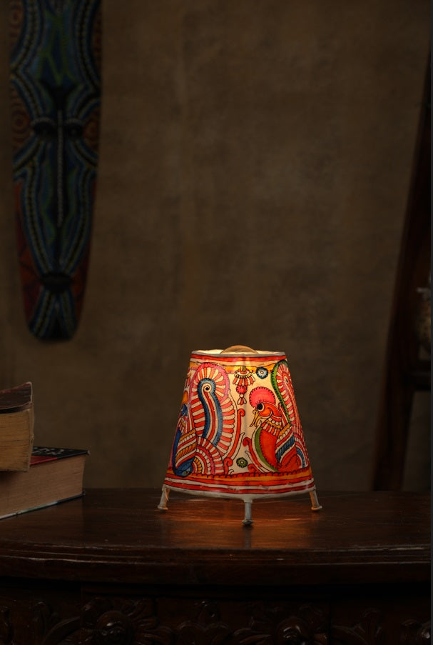 Nimmalkunta Tholu Bommalu –Locally crafted Lamp Shades- Height 6 inches round –Peacock artwork– For Home Décor / Pooja rooms - P00088